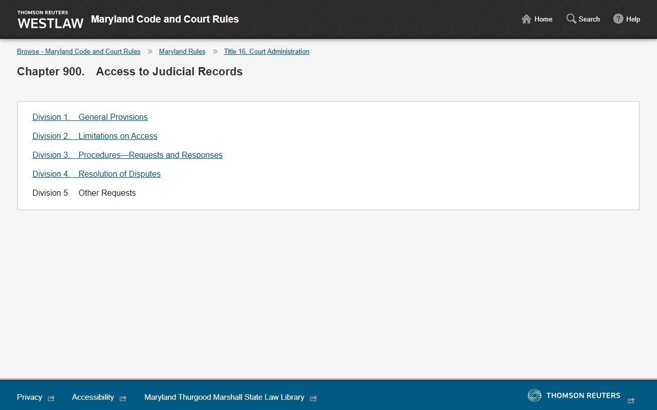 Calvert County Clerk of the Circuit Court Maryland Title 16 access rules