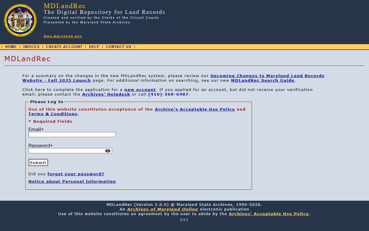 Calvert County court records MdLandRec portal