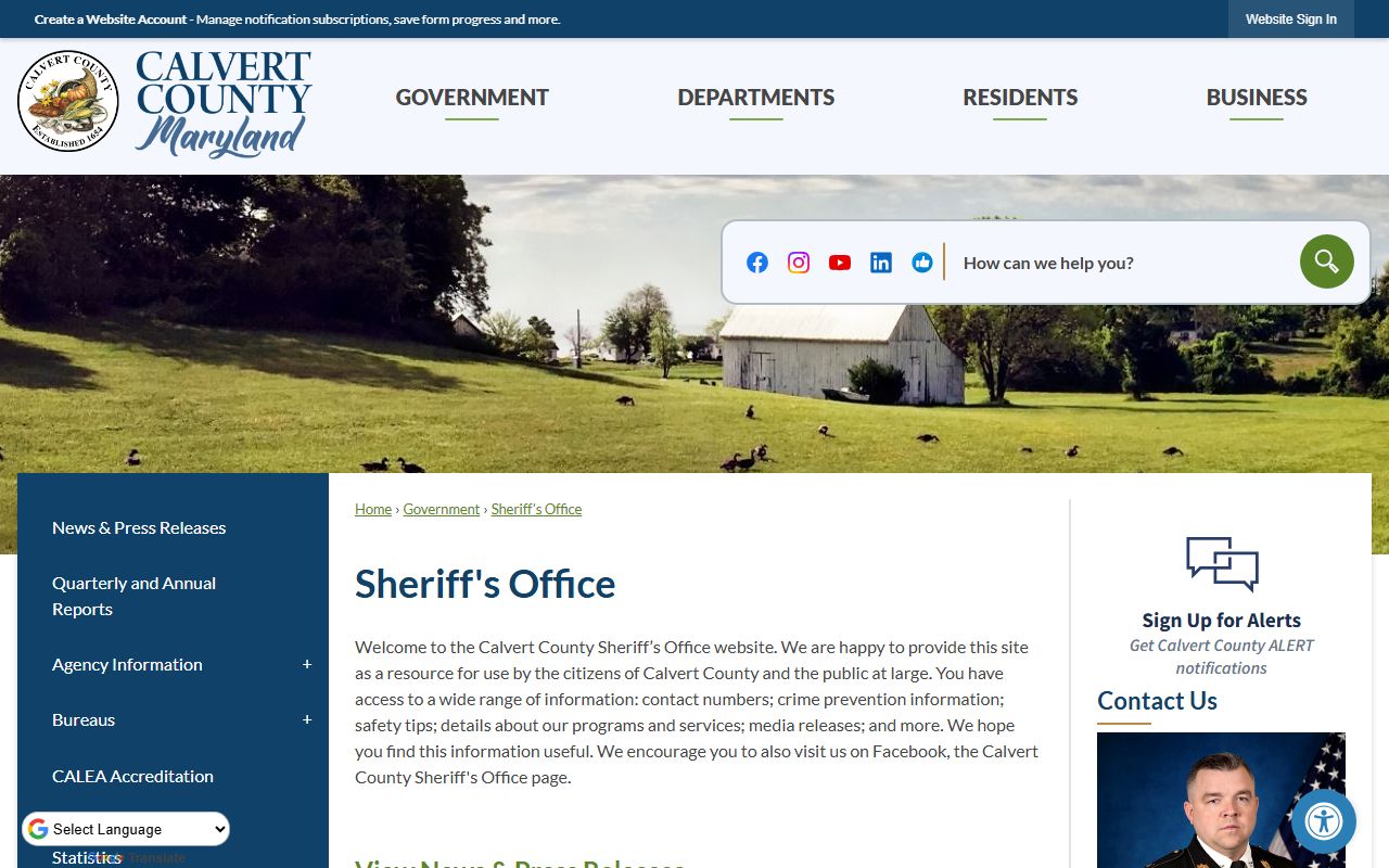 Calvert County Court records and Calvert County Sheriff's Office access